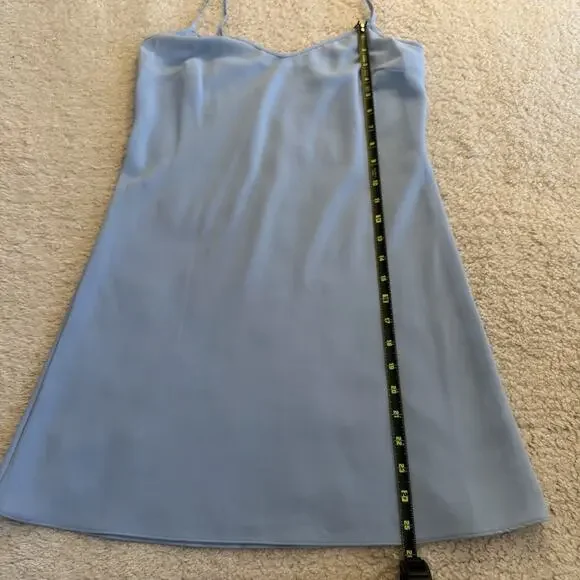 Veronica Beard Dusty Blue V Neck Mini Slip Dress A Line Size XS Vacation Summer - Picture 7 of 7